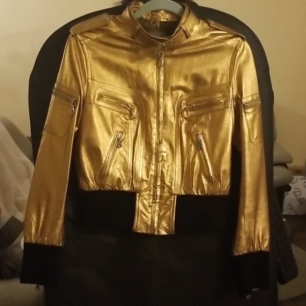 Gold leather jacket